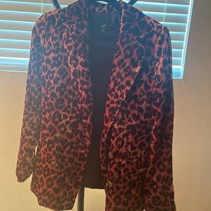 J. Crew velvet leopard print blazer